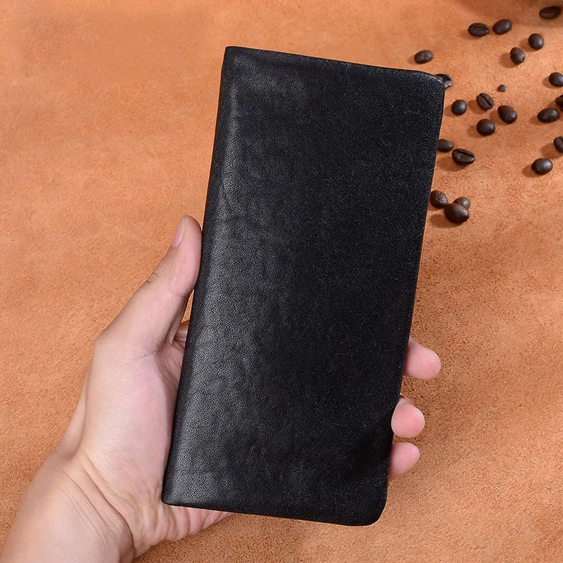 

Difenise Genuine Leather Men Larger capacity Wallets Men's business Long Solid Simple style Clutch Wallets With Gift Retail box