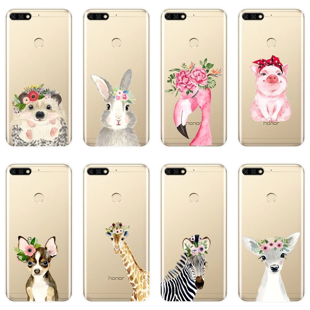 

Back Cover For Huawei Honor 10 9 8 8X MAX 7 7S 7X 7A 7C Pro Silicone Soft Flamingo Pig Phone Case For Huawei Honor 7 8 9 10 Lite