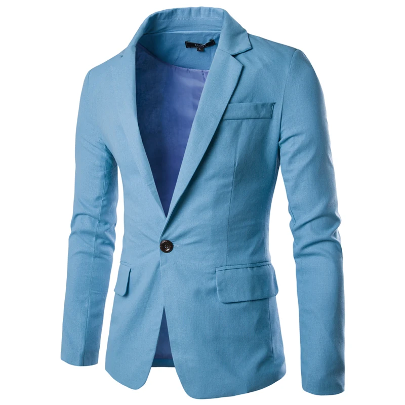 Зима 2017 брендовая одежда Блейзер Для мужчин одной кнопки костюм Slim Fit Homme пиджак