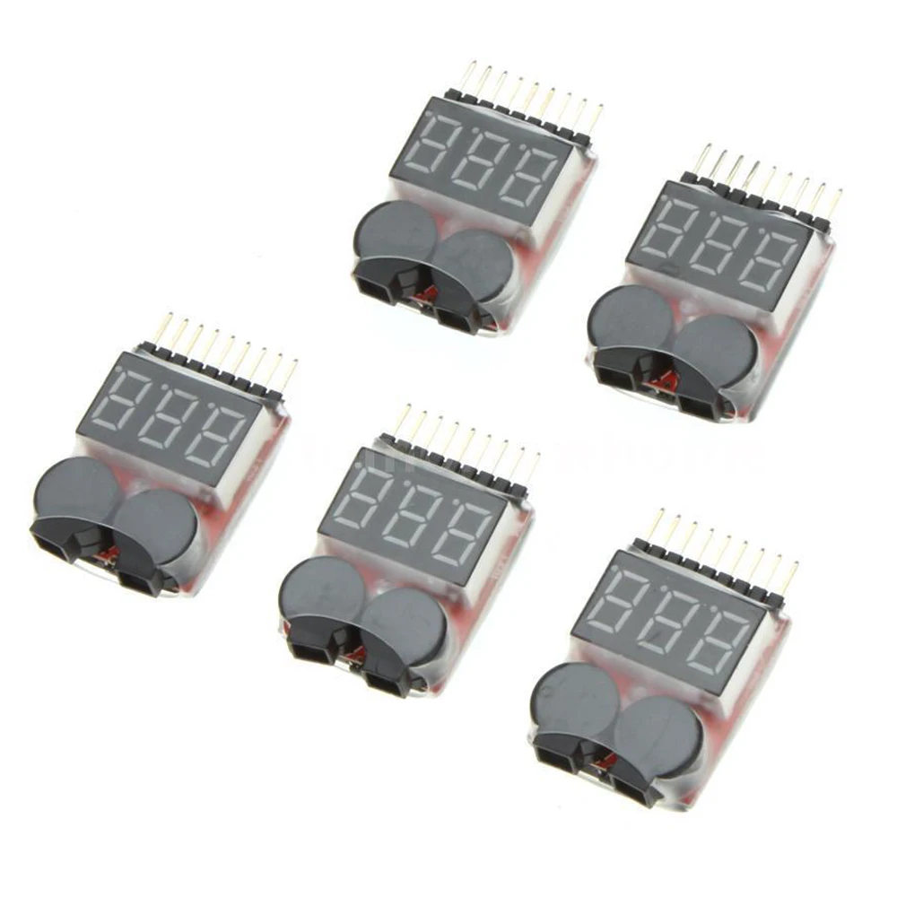 

High Quality 5X 1-8S Indicator RC Lipo Battery Tester Low Voltage Buzzer Alarm