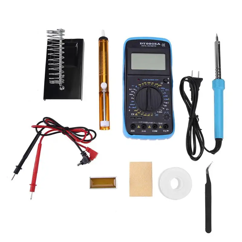

60W Electronic Maintenance Tools Set Soldering Iron Metal Spudger Pliers Tweezers Digital Multimeter Repair Tools Kit