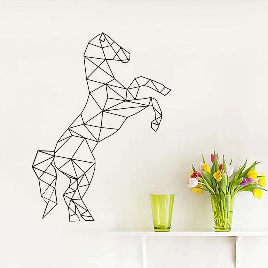 Geometric Shape Horse Wall Stickers Home Decor Living Room Animal Pattern Decals Vinyl Art Creative Mural Removable | Дом и сад