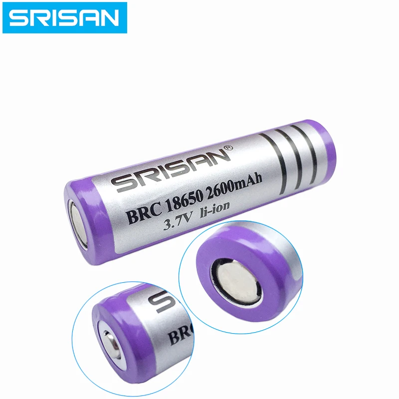 

2PCS 18650 rechargable Battery 3.7V lithium Li-ion batteries Real Full 100% 2600mAh Capacity T6 Led Flashlight Power bank
