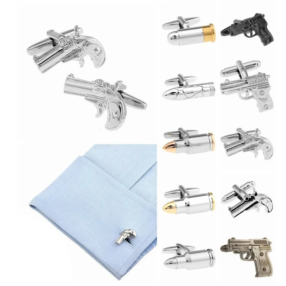 

Mens Wedding Cufflinks Novelty Rare Fancy Gun & Clean Cloth