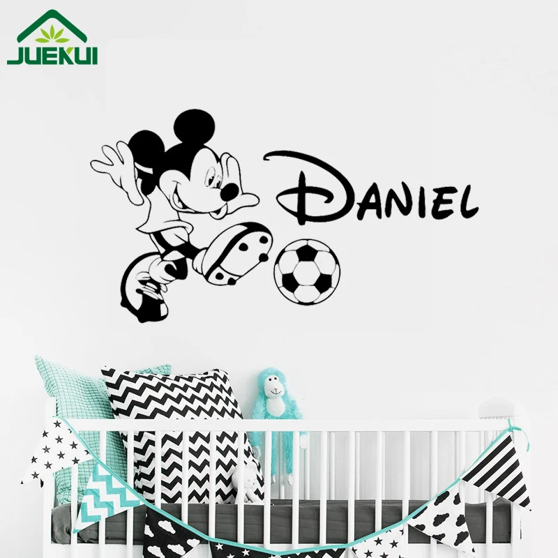 

Personalized Mickey Mouse Wall Decal Soccer Custom Name Boy Cartoon Vinyl Sticker Poster Nursery Art Decor Design Mural J17