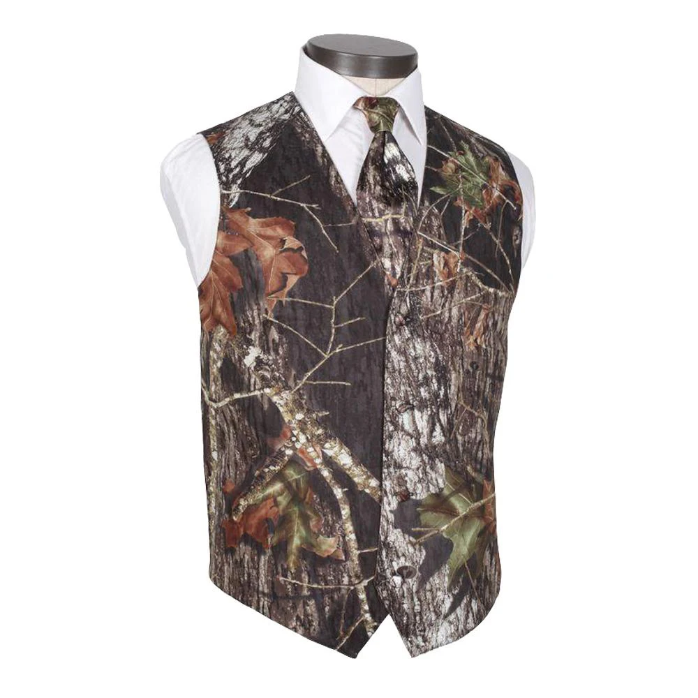

New Camo Printed Groom Vests Wedding Vests Realtree Spring Camouflage Slim Fit Mens Vests Custom Made Plus size