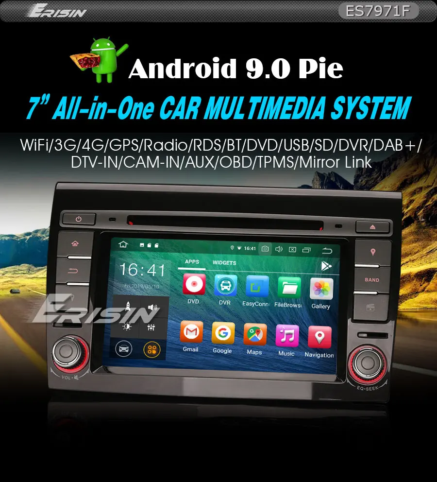 Cheap Erisin ES7971F 7" Android 9.0 Car Stereo GPS Wifi SAT NAV DAB+ 4G DVR Canbus BT OBD for FIAT BRAVO 0