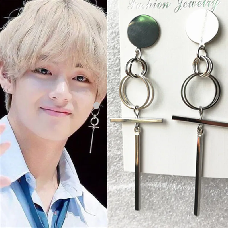 KPOP DNA корейская мода V ювелирные изделия Bangtan Boys альбом Серьги серебряного цвета