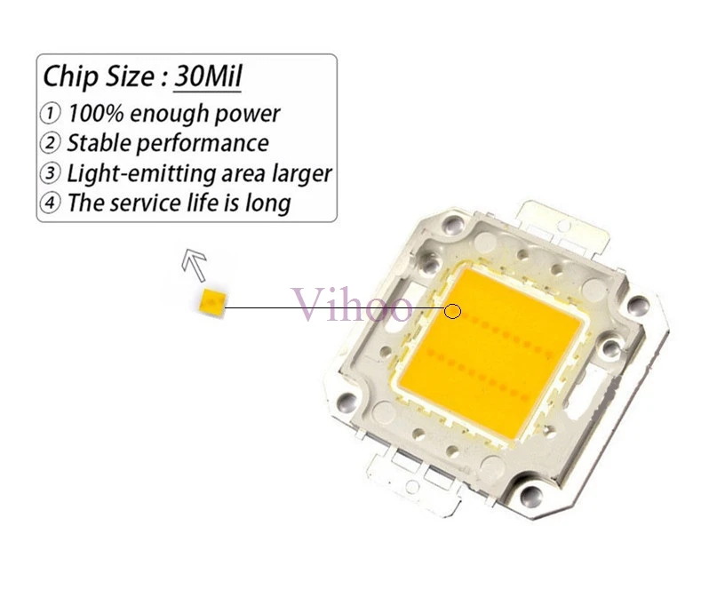 Led chip 1W 10W 20W 30W 50W 100W Integrated Leds Spotlight DIY Projector Outdoor Street Flood Light COB 30*30mil High Power 1pcs