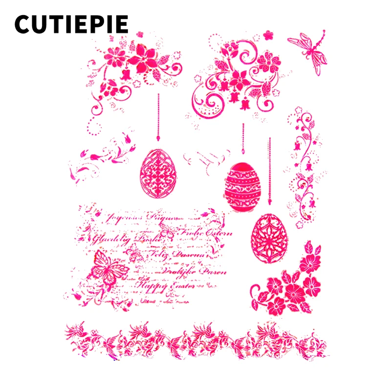 

Falling Egg Butterfly Text Transparent Clear Silicone Stamps for Scrapbooking Seal Photo Album Embossing DIY Card Paper Stencils