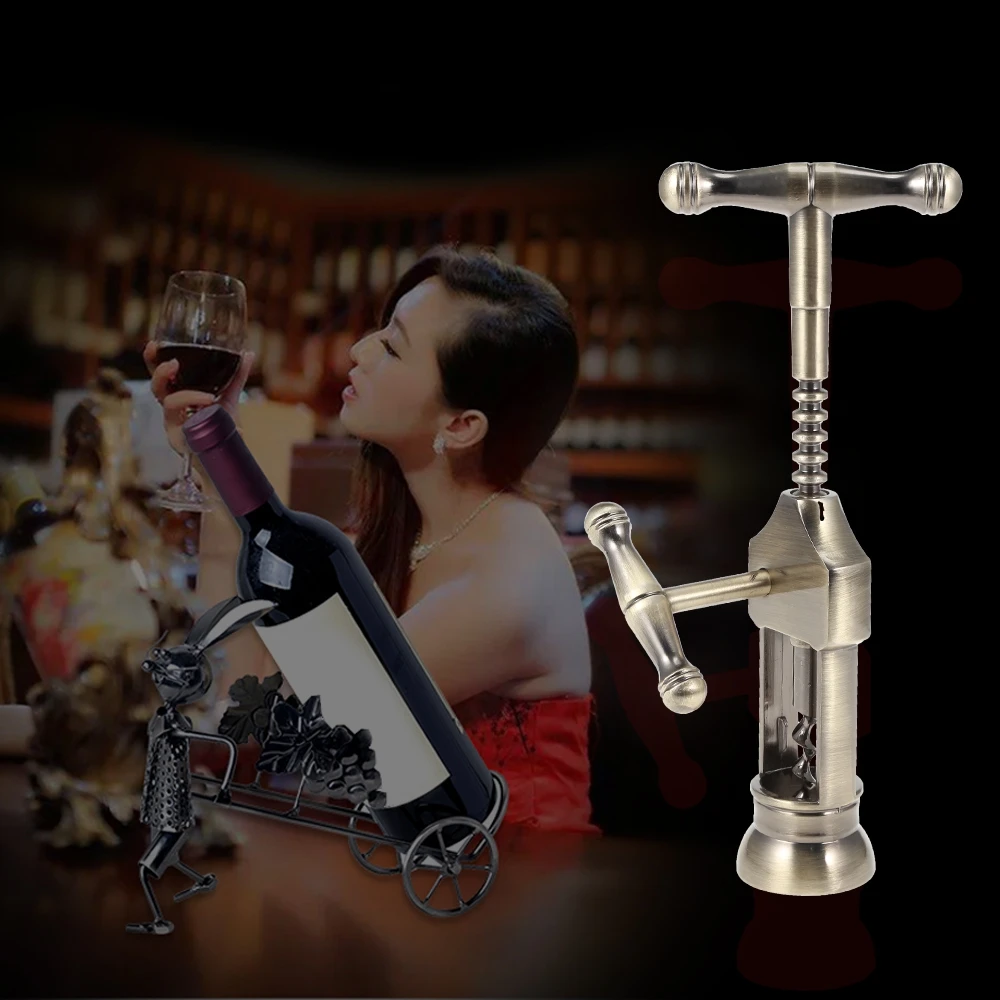 Retro Red Wine Bottle Opener Zinc Alloy Antique Bronze Corkscrew Cork