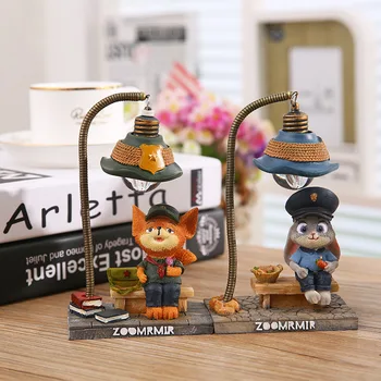 

Hot Sale Zootopia Animal Figurines Desktop Decor Resin Crafts Night light for Birthday Gift