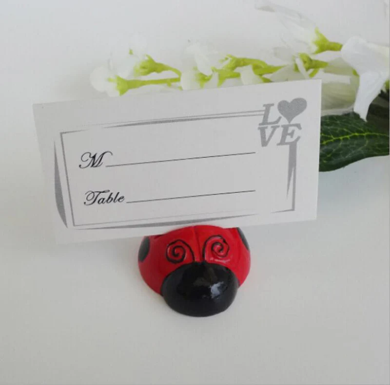 10pcs Red Ladybug Name Number Table Place Card Holder For Wedding Party