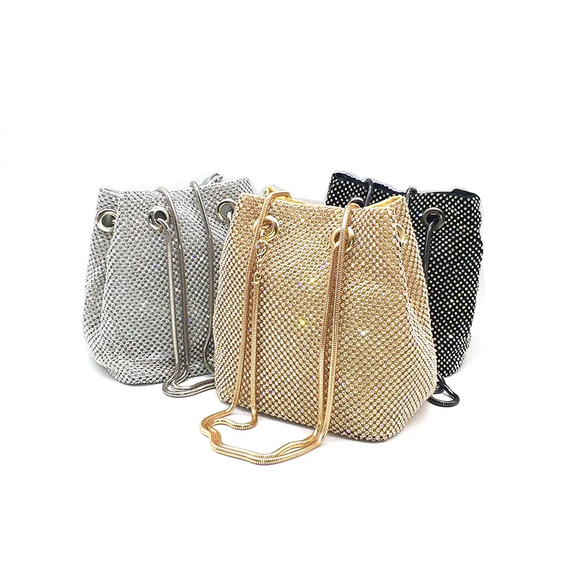 

Quality Casual fashion women evening party cross body bag solid crystal handbag shining diamonds purses bridal wedding bag