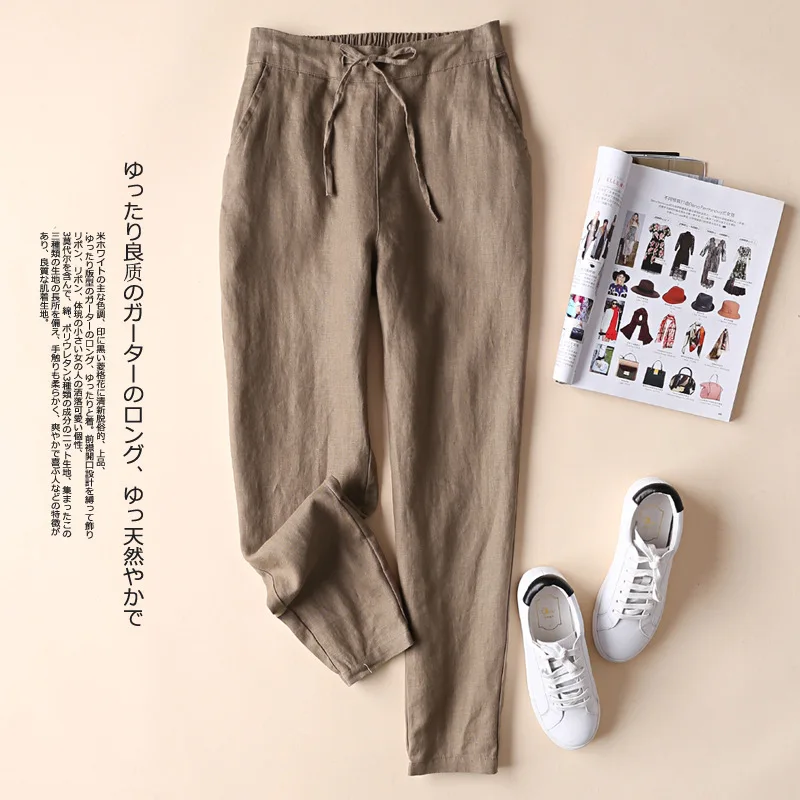 2019 New Linen Casual Women Pants Comfortable Loose Thin Linen Elastic Waist Women's Trousers 2019 New Linen Casual Women Pants Comfortable Loose Thin Linen Elastic Waist Women's Trousers