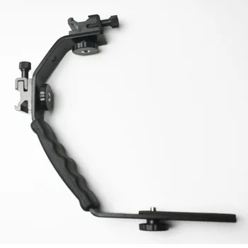 

Universal Metal L Shape Flash Light Bracket Camera Grip Video Light Rig DV DSLR Holder with 2 Side Hot Shoe Mount