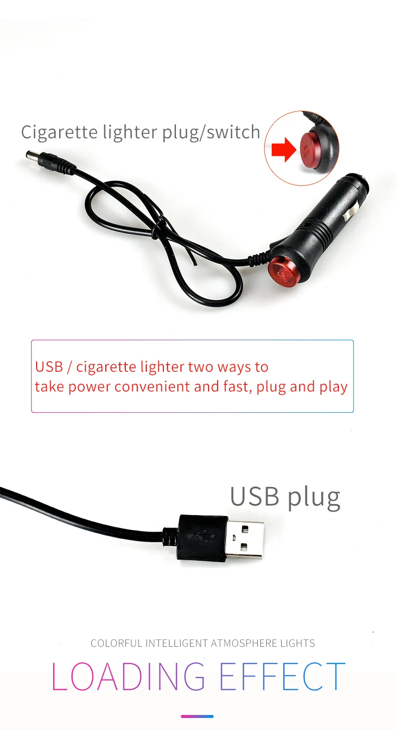 8 цветов атмосферная лампа автомобильный светильник для ног с USB музыкальным управлением/несколько режимов интерьера подсветка окружающей среды