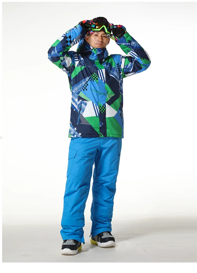 Gsou снежной погоды зимняя брендовая для мужской лыжный костюм супер теплая одежда лыжный спорт сноуборд куртка+ брюки костюм с защитой от ветра Waterproof10K