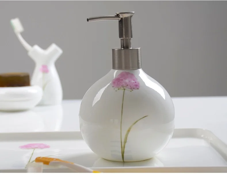 Bone Porcelain Hand Washing Fluid Bottle Bath Fluid Bottle Handmade Shampoo Packing in Household Bathroom (5)