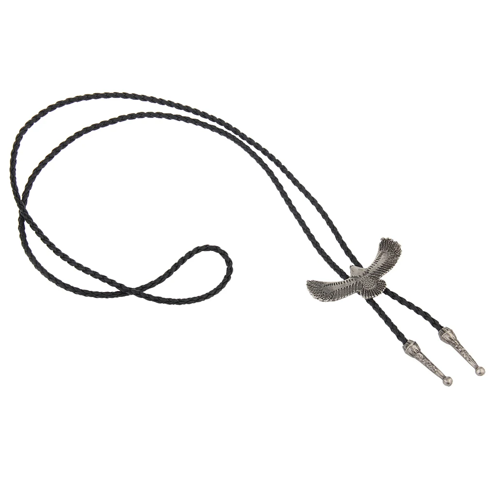 Adult Men Antique Style Alloy Metal Eagle Pendant Bolo Tie Necktie Necklace 