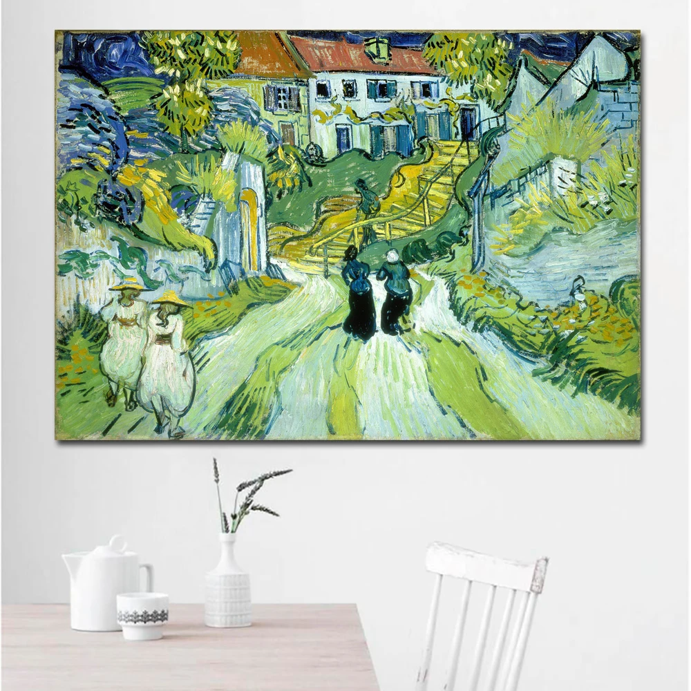 Street and Steps in Auvers with Figures-70x100