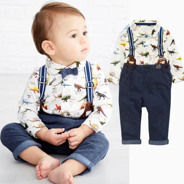 Ropa del Bebé Fijó 2017 Caballero Huella de Dinosaurio