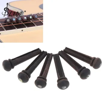 

Slade 6pcs Rose Wood Bridge Pins with Pearl Shell Head Strings Nail Pegs Set for Folk Acoustic Guitar