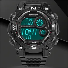 SANDA Бизнес Мужские Лидирующий бренд роскошные часы водонепроницаемые повседневные часы цифровые наручные часы Relogio Masculino Erkek Kol Saati