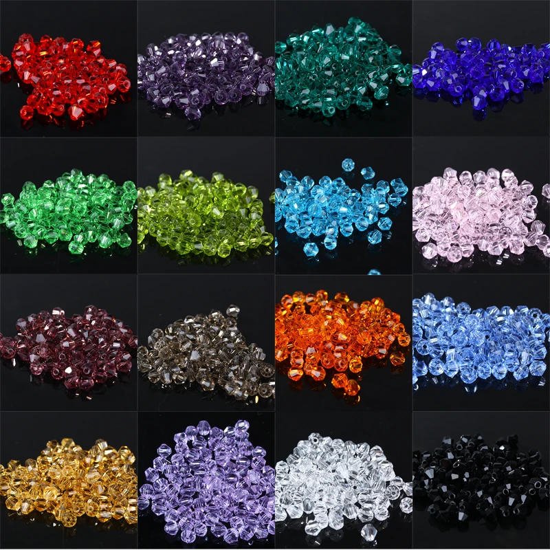 

New 5301 4mm 1000pcs Glass Crystals Beads Bicone Faceted Bead loose Spacer Beads DIY Jewelry Making U pick color