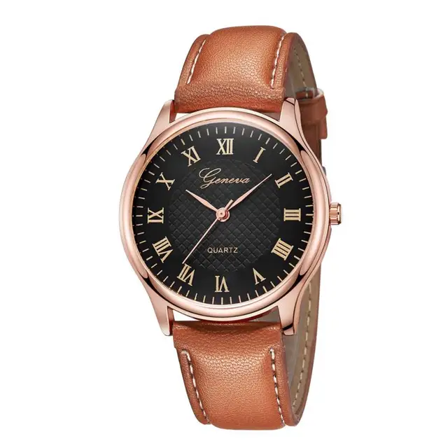 Retro Classic Women Watch Roman Numbers Quartz Watch Lady Leather Band