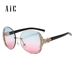 АПК 2018 негабаритных Роскошные брендовые дизайнерские Diamond солнцезащитные очки Для Женщин Круглые Солнцезащитные очки gafas-де-сол mujer люнет de