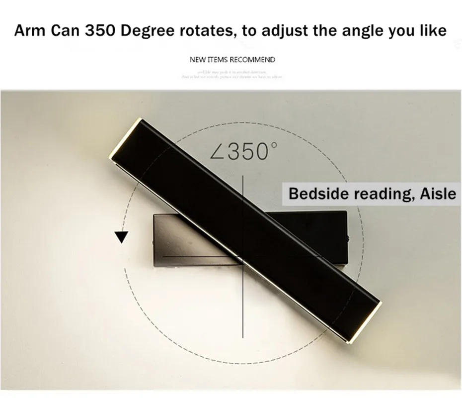 Современный скандинавский алюминиевый светодиодный настенный светильник с поворотом, прикроватный ночник, светильник для спальни, гостиной, прохода, бра, светильник, Настенный декор, искусство