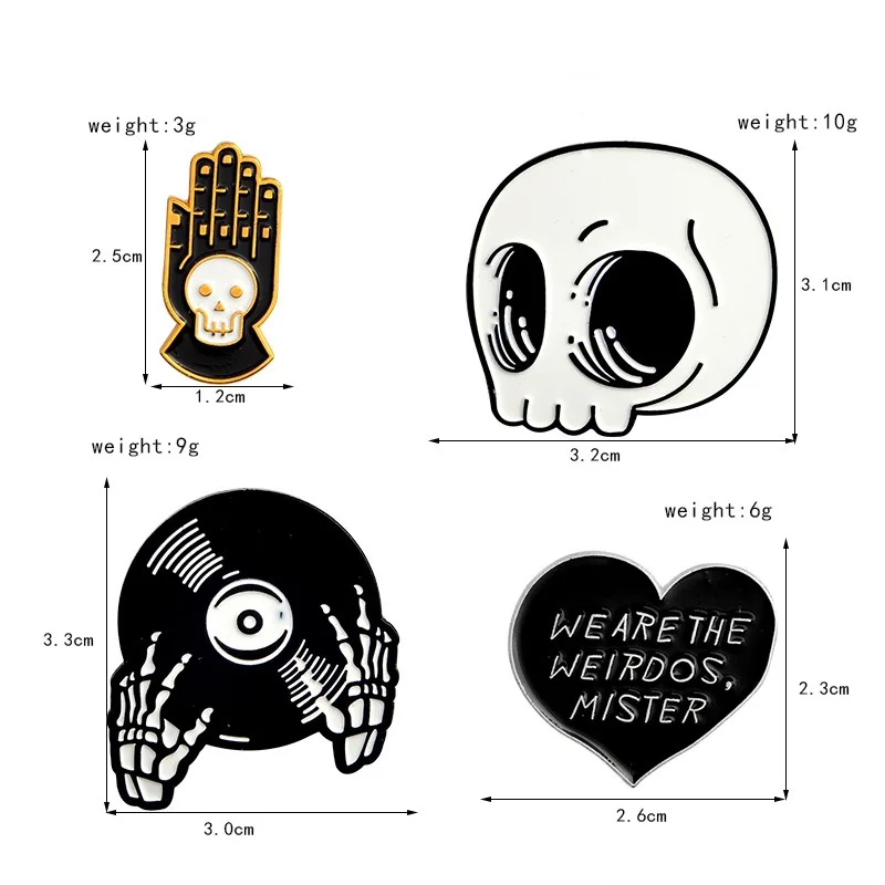 Alloy Metal Lapel Pin Badge Skull Hand Bone Halloween Brooches for Halloween Clothes Bags Backpacks Party Costume Decorations