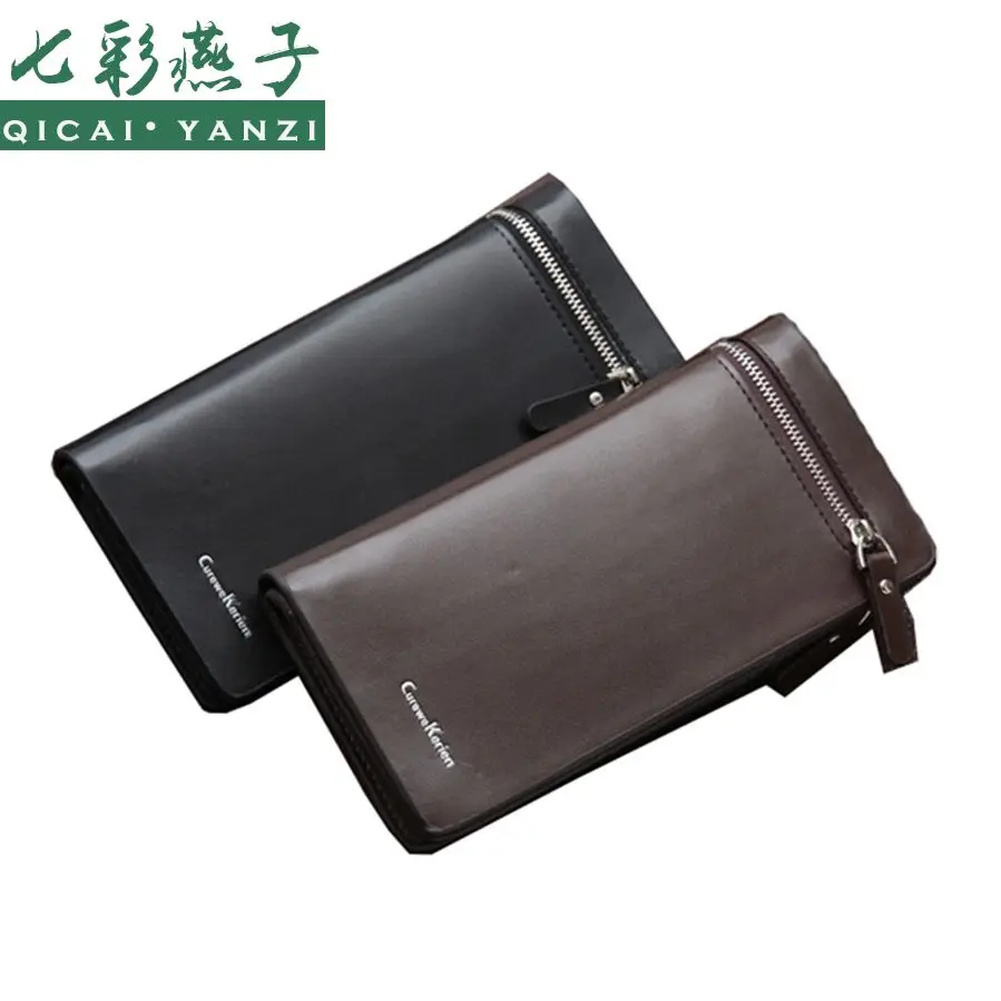  2016 2Colors New Men's Wallet Men Wallet Card Holder Business Pockets Purse Long Faux Leather High Quality Free Shipping N765 