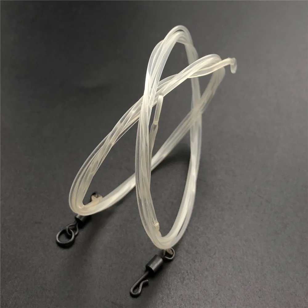 

1M 35LB Fluorocarbon Clear color carp lead free leader with flex ring quick change swivel lead core leader looped