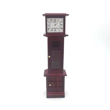1/12 casa de muñecas accesorios en miniatura Mini reloj de madera Vintage modelo de simulación de muebles juguetes para la decoración de la casa de muñecas