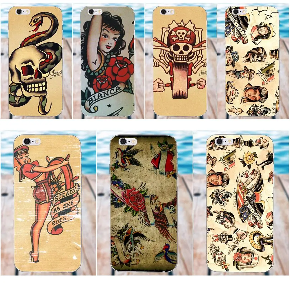

TPU Cell Bags For Apple iPhone X 4 4S 5 5C SE 6 6S 7 8 Plus Galaxy Grand Core II Prime Alpha Sailor Jerry Harry Styles Tattoo