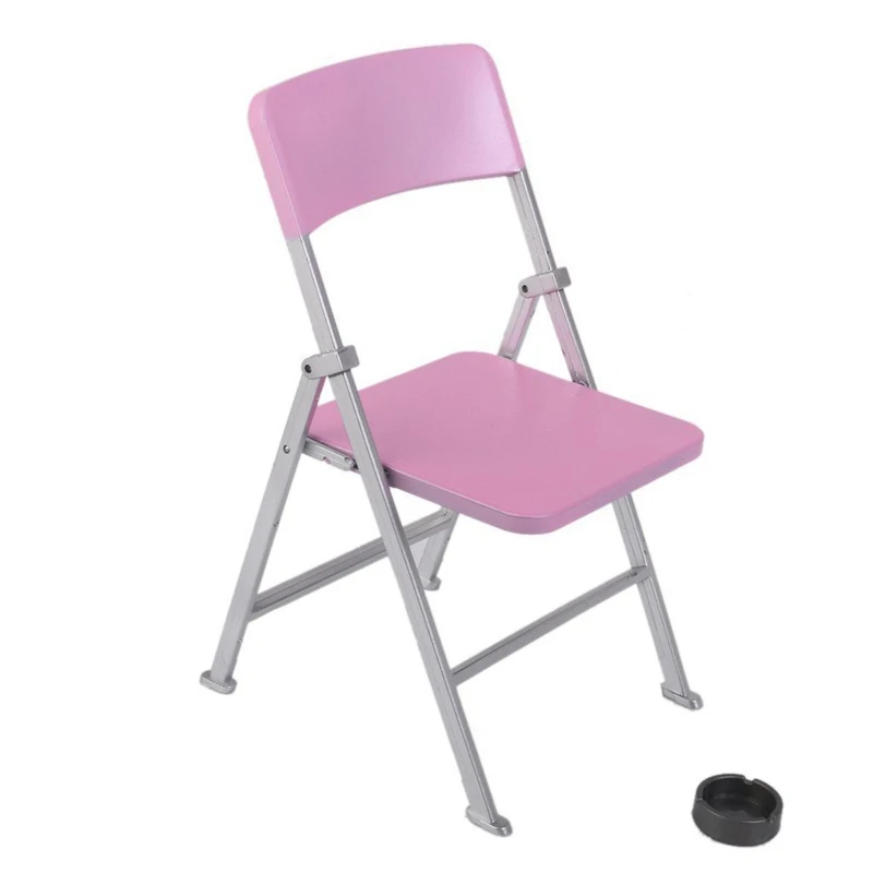 ABLD-1/6 Масштаб Кукольный домик миниатюрная мебель складной стул для кукол фигурка - Цвет: Pink