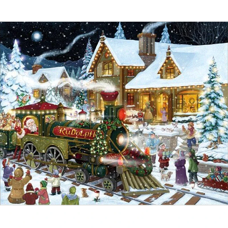 Christmas Night Snow 5D Diamond DIY Painting Craft Cross Stitch Kit Home Decor