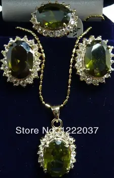 

Fashion Red/green/Purple Crystal Necklace Pendant Earring Ring Set