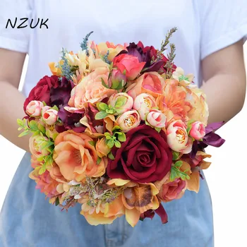 

Romantic Artificial Wedding Bouquets Flower 2018 Boutonnieres for Groomsman Man Suit Bridemaid Wrist Corsage Wedding Accessories