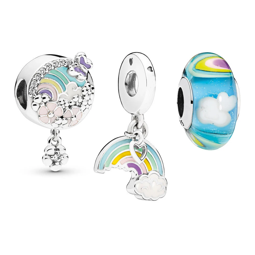 

KAKANY New OVER THE RAINBOW CHARM PACK for popular Style Bracelet and Necklace Original DIY925 sterling silver jewelry