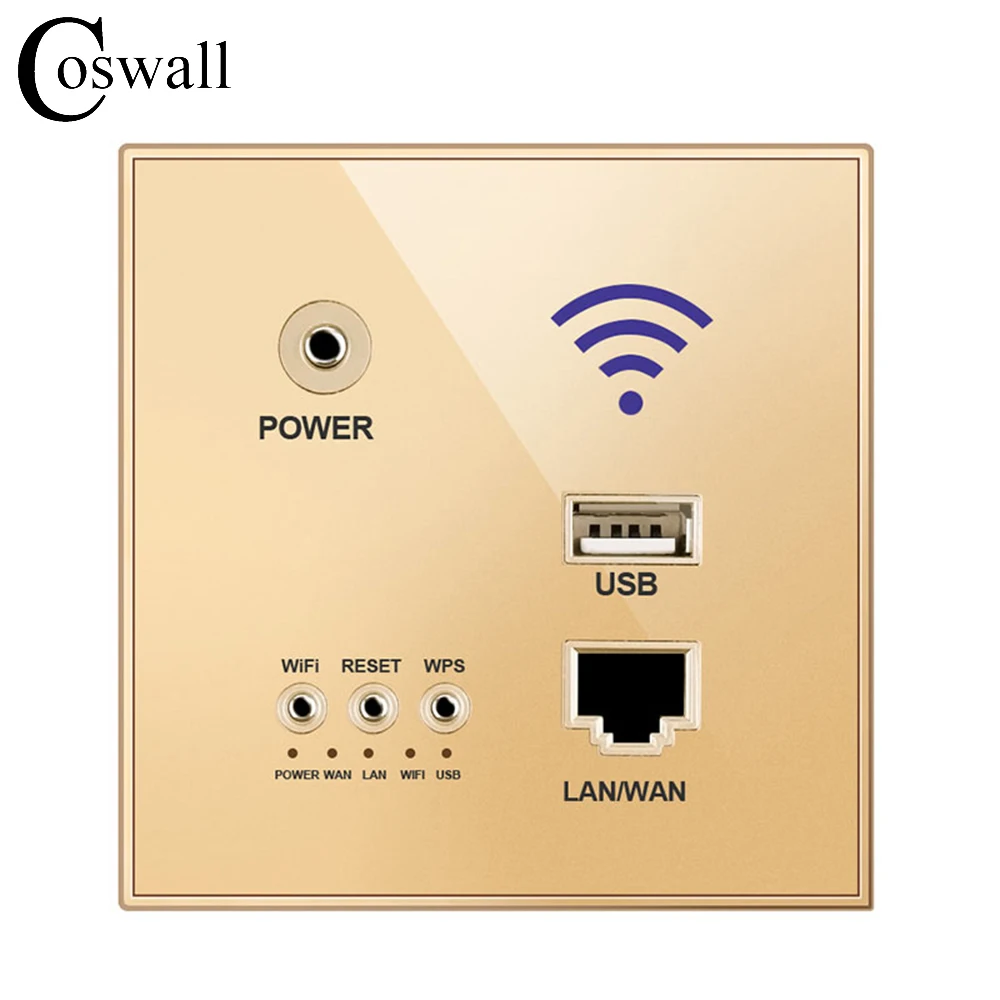 

Coswall 300M Wall Embedded Wireless AP Router Wall WIFI Gold Enrutador Panel Socket