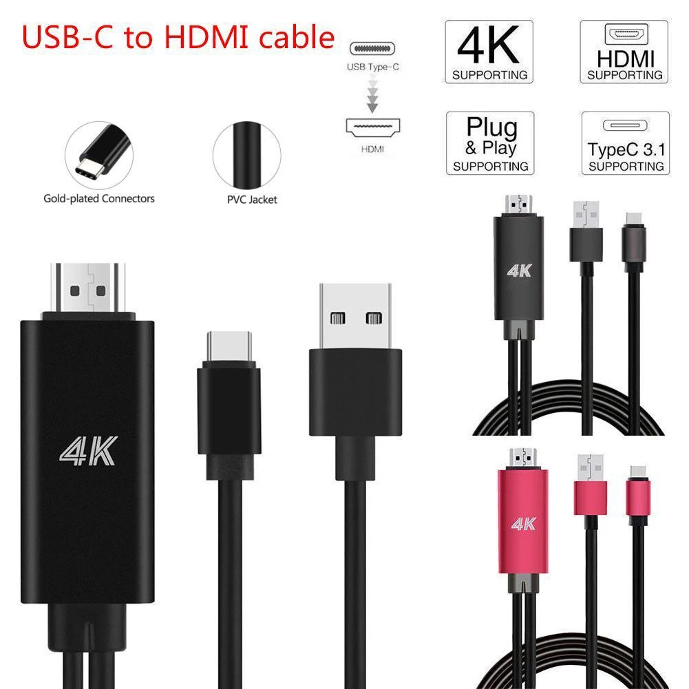 Горячая USB 3,1 Тип C телефон к HDMI ТВ/HD ТВ Видео кабель для Samsung Galaxy S8 красный