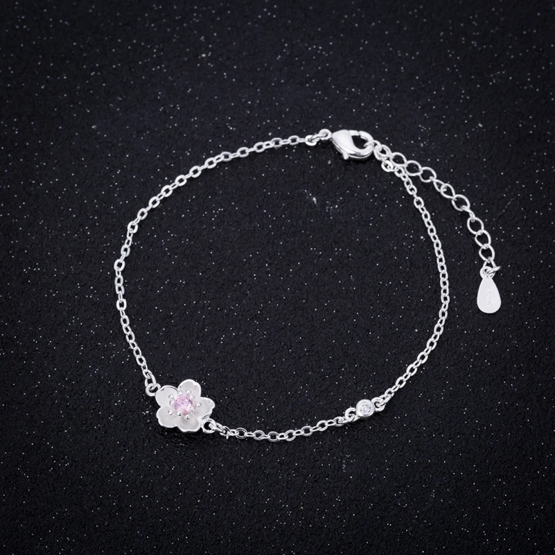 

Shuangshuo New Fashion Cherry Blossoms Bracelets & Bangles Flower Cuff Bracelets for Women Chain Link Charm Bracelet pulseras