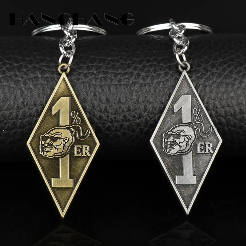 

HANCHANG Accessories Bandidos Motorcycle Club Keychain With 1%er Pendants Keyring Key Chain Keys Holder Vintage Jewelry