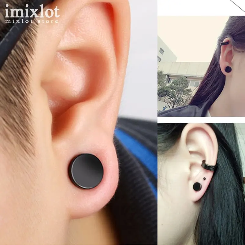 6 14mm Fake Piercing Tunnels Black Surgical Steel Plug Cheater 6 14mm Fake Piercing Tunnels Black Surgical Steel Plug Cheater Ear Plugs Gauge Earring Body Jewelry Falso Stretching In From