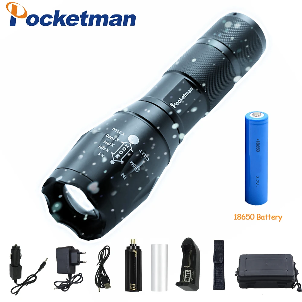 5×Ultrafire 60000lm T6 LED Zoomable 5Modes Tactical 18650 Flashlight Focus Torch 