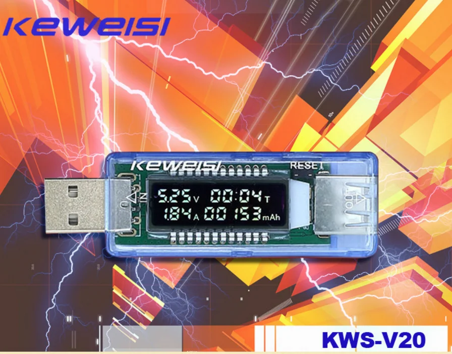 10 шт. тестер емкости KEWEISI KWS V20 USB lcd Цифровой ток напряжение доктор Вольтметр