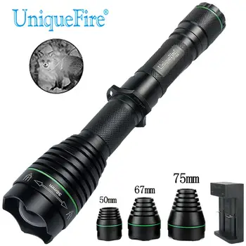 Online UniqueFire 1508 IR 940nm LED Flashlight Night Vision Memory Infrared Light 38mm Lens Torch+50mm, 67mm, 75mm Head And USB Charger